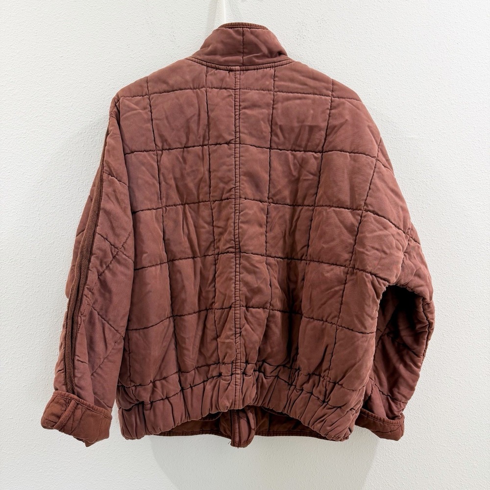 Free People Dolman Boho Hippie Gypsie  90s Quilted Jacket  Plum Rose XS Bomber - Picture 5 of 7